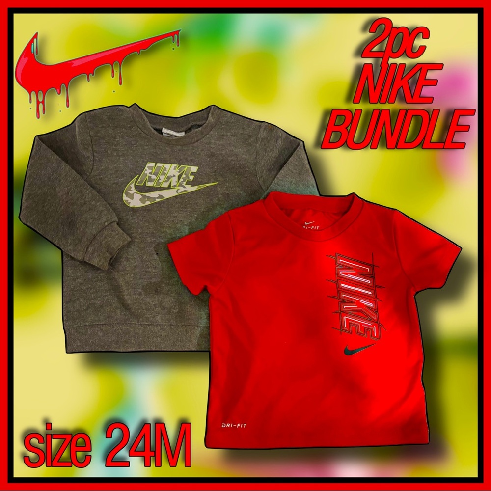 2 pc NIKE long sleeve SWEATSHIRT & short sleeve T SHIRT size 24 M